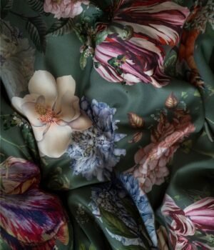 Satīna spilvendrāna Magic Garden Moss audums