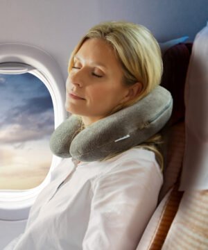 Empty seats in airplane cabin.