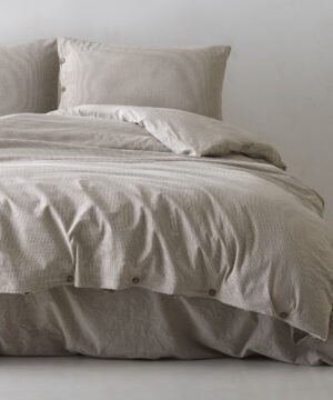 kokvilnas-gultas-velas-komplekts-chambray-shirt-brown-ar-stripam