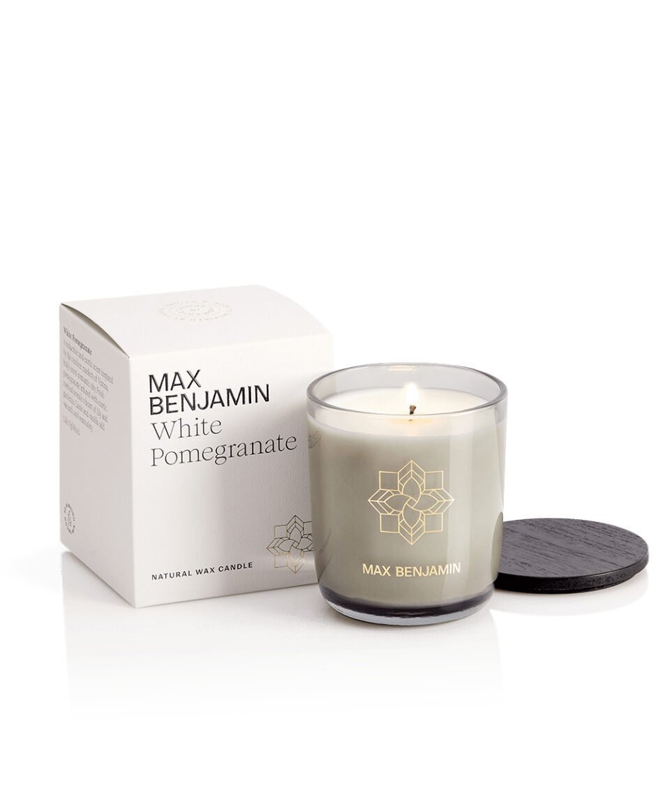 Max Benjamin aromātiskā svece White Pomegranate ar kastīti