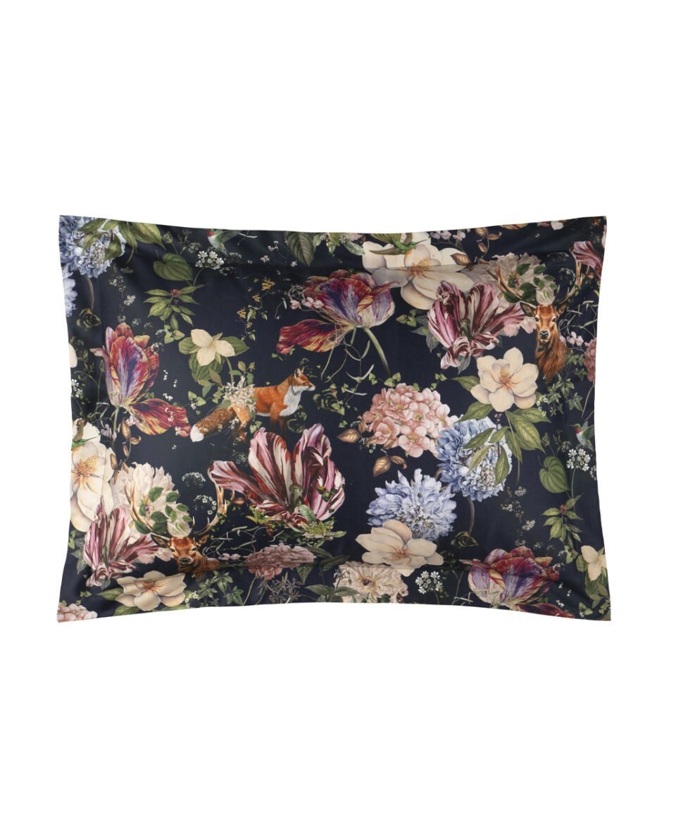 Satīna spilvendrāna Secret Garden Dark Blue