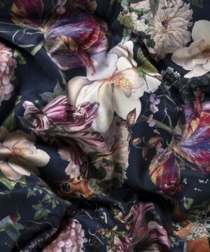 Satīna spilvendrāna Secret Garden Dark Blue audums