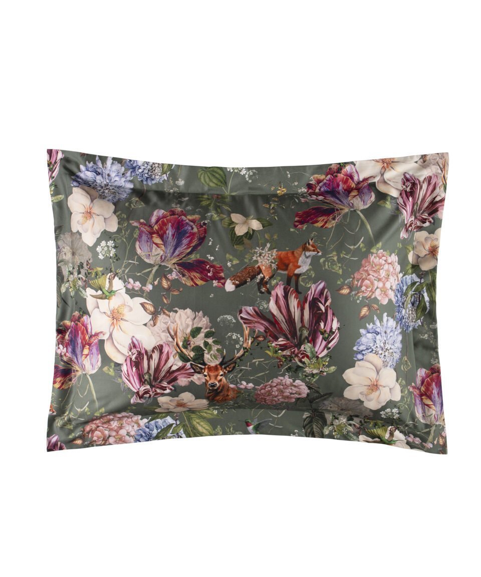 Satīna spilvendrāna Secret Garden Moss